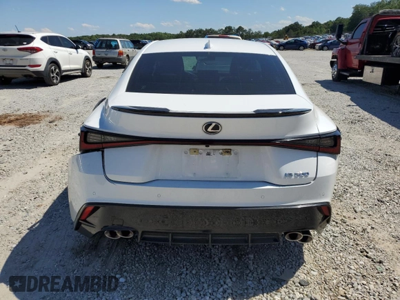2023 Lexus IS 500 F Sport Performance with VIN JTHAP1D28P5003984, listed as a Copart auction lot 58120915 with 34,337 mi miles and Salvage title. Bid and sale history available at DreamBid. Image 6.