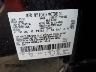 2013 Ford Edge Limited z VIN 2FMDK4KCXDBC33748, wystawiony jako Copart lot #74300874 z przebiegiem Nie podano mil oraz Szkoda całkowita • Salvage title. Historia ofert i sprzedaży dostępna na DreamBid. Obrazek 14.
