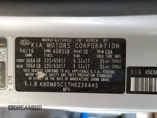 2017 Kia Sedona LX with VIN KNDMB5C17H6226445, listed as a Copart auction lot 52016445 with 173,136 mi miles and Salvage Title. Bid and sale history available at carsss.com. Image 15.