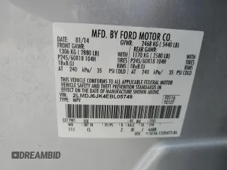 2014 Lincoln MKX with VIN 2LMDJ6JK4EBL05749, listed as a Copart auction lot 61123624 with 172,912 mi miles and Salvage Title. Bid and sale history available at carsss.com. Image 13.
