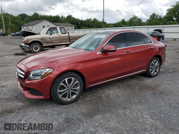 2017 Mercedes-Benz C 300 with VIN 55SWF4KB3HU217567, listed as a Copart auction lot 61574015 with 97,664 mi miles and Salvage title. Bid and sale history available at DreamBid. Image 1.