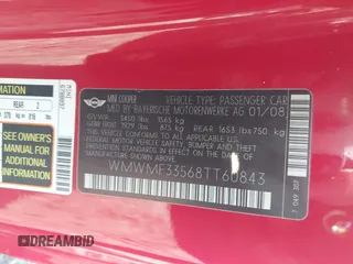2008 MINI Hardtop with VIN WMWMF33568TT60843, listed as a IAAI auction lot 41948286 with Not Provided miles and . Bid and sale history available at DreamBid. Image 9.