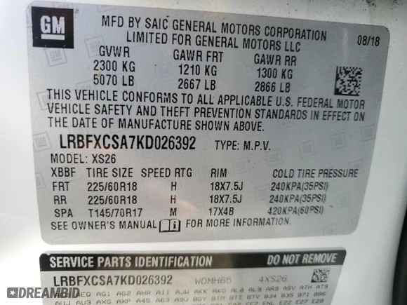 2019 Buick Envision Essence with VIN LRBFXCSA7KD026392, listed as a Copart auction lot 45635395 with 43,090 mi miles and Salvage Title. Bid and sale history available at carsss.com. Image 13.