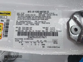2020 Ford Fusion SE z VIN 3FA6P0LU2LR219671, wystawiony jako IAAI lot #41996821 z przebiegiem Nie podano mil oraz . Historia ofert i sprzedaży dostępna na DreamBid. Obrazek 9.