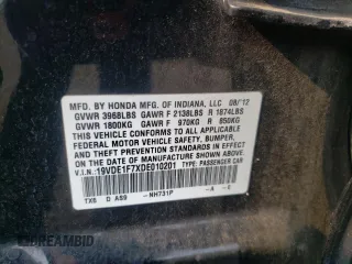 2013 Acura ILX Technology with VIN 19VDE1F7XDE010201, listed as a Copart auction lot 59670845 with 132,139 mi miles and Salvage title. Bid and sale history available at DreamBid. Image 12.