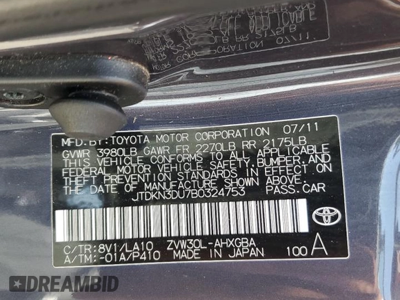 2011 Toyota Prius I z VIN JTDKN3DU7B0324753, wystawiony jako Copart lot #58086275 z przebiegiem 118 800 mil mil oraz Czysty tytuł • Clean title. Historia ofert i sprzedaży dostępna na DreamBid. Obrazek 12.