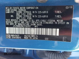2019 Lexus NX with VIN JTJYARBZ8K2150393, listed as a IAAI auction lot 41917660 with 87,728 mi miles. Bid and sale history available at carsss.com. Image 9.