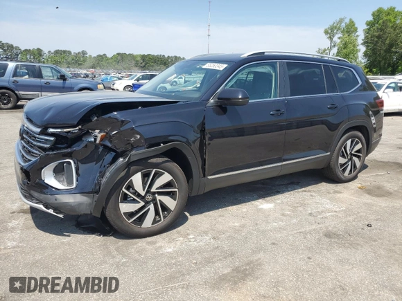 2025 Volkswagen Atlas SEL with VIN 1V2BR2CA9SC542132, listed as a Copart auction lot 55253345 with 949 mi miles and Salvage title. Bid and sale history available at DreamBid. Image 1.