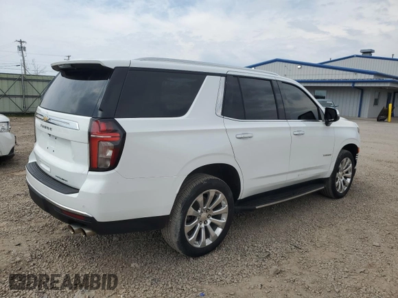 2023 Chevrolet Tahoe Premier with VIN 1GNSKSKD0PR217513, listed as a Copart auction lot 54702845 with 55,424 mi miles and Salvage title. Bid and sale history available at DreamBid. Image 3.