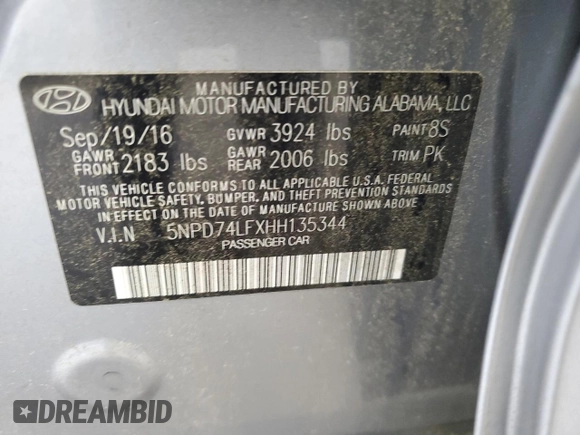 2017 Hyundai Elantra SE with VIN 5NPD74LFXHH135344, listed as a Copart auction lot 66132775 with 129,758 mi miles and Clean title. Bid and sale history available at DreamBid. Image 12.
