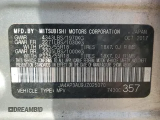2018 Mitsubishi Outlander ES with VIN JA4AP3AU9JZ025070, listed as a Copart auction lot 61654985 with 122,303 mi miles and Salvage title. Bid and sale history available at DreamBid. Image 13.