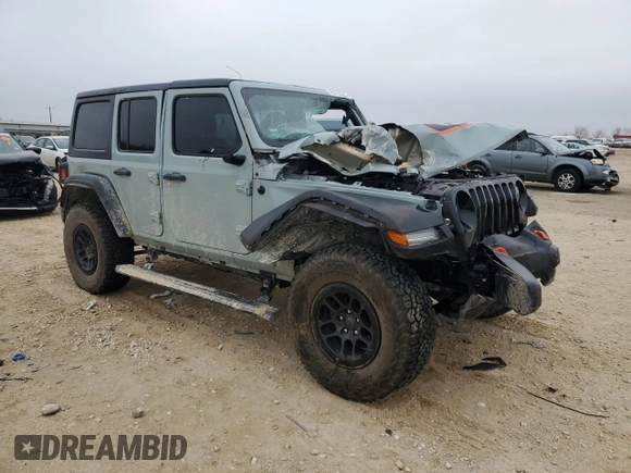 2023 Jeep Wrangler Willys with VIN 1C4HJXDN6PW664826, listed as a Copart auction lot 43116525 with 20,004 mi miles and Salvage Title. Bid and sale history available at DreamBid. Image 4.