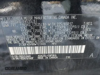 2011 Toyota RAV4 Limited with VIN 2T3DF4DV8BW122889, listed as a IAAI auction lot 41336809 with 152,612 mi miles and . Bid and sale history available at DreamBid. Image 9.