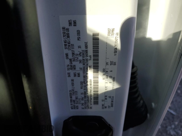 2017 Ford F-150 XL with VIN 1FTFW1EF7HFA18550, listed as a Copart auction lot 45654895 with 94,245 mi miles and Salvage Title. Bid and sale history available at carsss.com. Image 12.
