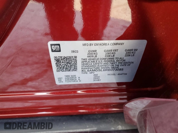 2024 Buick Encore GX Avenir with VIN KL4AMGSL6RB073085, listed as a Copart auction lot 86503654 with 4,528 mi miles and Salvage title. Bid and sale history available at DreamBid. Image 15.