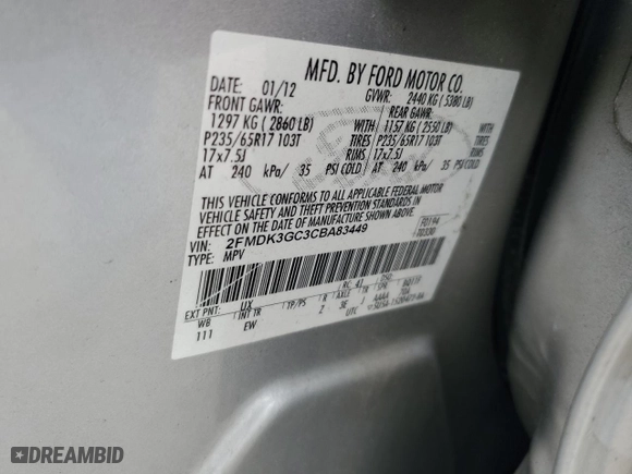 2012 Ford Edge SE with VIN 2FMDK3GC3CBA83449, listed as a Copart auction lot 85707044 with 227,488 mi miles and Salvage Title. Bid and sale history available at carsss.com. Image 15.