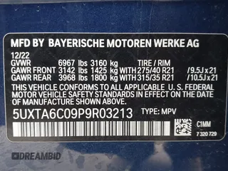 2023 BMW X5 xDrive45e with VIN 5UXTA6C09P9R03213, listed as a IAAI auction lot 41538207 with 25,114 mi miles. Bid and sale history available at carsss.com. Image 9.
