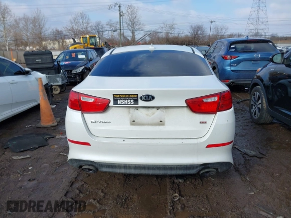 2015 Kia Optima LX with VIN KNAGM4A75F5644401, listed as a IAAI auction lot 41672679 with 217,636 mi miles. Bid and sale history available at carsss.com. Image 16.