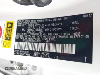 2017 Toyota Highlander Limited with VIN 5TDDZRFH2HS461797, listed as a IAAI auction lot 41953255 with 120,464 mi miles and . Bid and sale history available at DreamBid. Image 9.