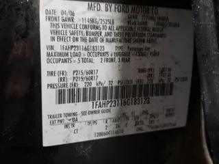 2006 Ford Ocean z VIN 1FAHP23116G183123, wystawiony jako Copart lot #86614874 z przebiegiem 67 211 mil mil oraz Szkody całkowita. Historia ofert i sprzedaży dostępna na DreamBid. Obrazek 12.