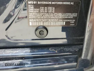 2013 BMW 5 Series 535i with VIN WBAFR7C50DC828552, listed as a Copart auction lot 60445315 with 174,832 mi miles and Salvage title. Bid and sale history available at DreamBid. Image 12.