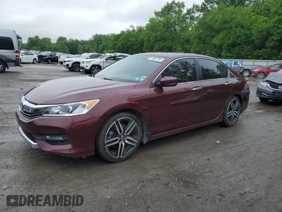 2016 Honda Accord Sport with VIN 1HGCR2F55GA021501, listed as a Copart auction lot 57468795 with 82,613 mi miles and Salvage title. Bid and sale history available at DreamBid. Image 1.