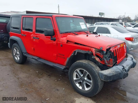 2018 Jeep Wrangler JK Unlimited Sport S with VIN 1C4BJWDG2JL874947, listed as a IAAI auction lot 41444848 with 61,542 mi miles. Bid and sale history available at carsss.com. Image 1.