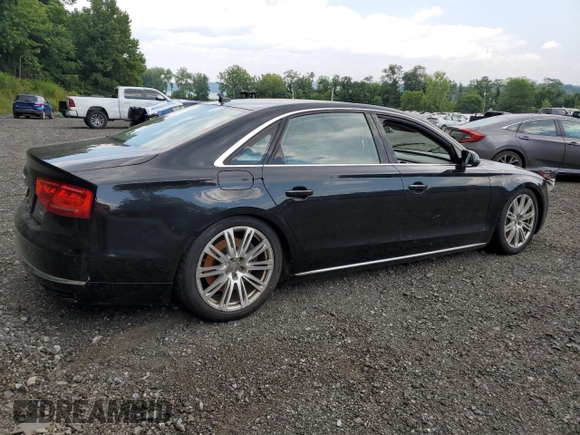 2014 Audi A8 4.0T with VIN WAUR2AFD5EN003923, listed as a Copart auction lot 65389025 with 97,833 mi miles and Salvage title. Bid and sale history available at DreamBid. Image 3.