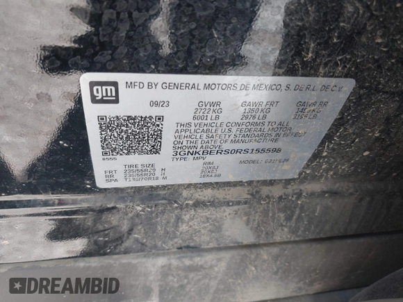 2024 Chevrolet Blazer RS z VIN 3GNKBERS0RS155598, wystawiony jako IAAI lot #39970423 z przebiegiem 15 171 mil mil oraz . Historia ofert i sprzedaży dostępna na DreamBid. Obrazek 9.