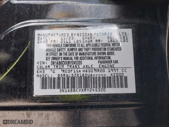 2024 Nissan Sentra SV with VIN 3N1AB8CVXRY245320, listed as a IAAI auction lot 41889707 with 25,490 mi miles. Bid and sale history available at carsss.com. Image 9.
