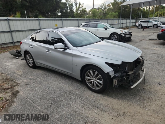 2014 Infiniti Q50 Premium with VIN JN1BV7AP4EM671611, listed as a Copart auction lot 63698505 with 134,904 mi miles and Salvage title. Bid and sale history available at DreamBid. Image 4.