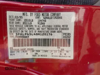 1995 Ford Contour z VIN 3FALP65L4SM120176, wystawiony jako IAAI lot #41744833 z przebiegiem 176 764 mil mil oraz . Historia ofert i sprzedaży dostępna na DreamBid. Obrazek 9.