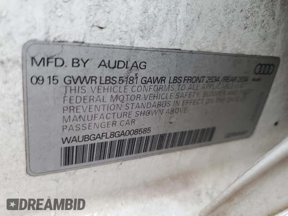 2016 Audi S4 Premium Plus z VIN WAUBGAFL8GA008585, wystawiony jako Copart lot #46498735 z przebiegiem 95 676 mil mil oraz Szkody całkowita. Historia ofert i sprzedaży dostępna na DreamBid. Obrazek 12.