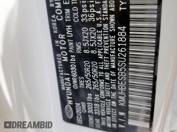 2025 Genesis GV80 Advanced with VIN KMUHBESB5SU261884, listed as a Copart auction lot 57504825 with 3,893 mi miles and Salvage title. Bid and sale history available at DreamBid. Image 13.