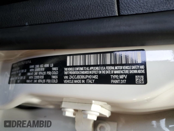 2018 Jeep Renegade Limited с VIN ZACCJBDB6JPH01462, выставлен на аукционе Copart как лот 84411514 с пробегом 58 562 миль миль и Списание • Salvage title. История ставок и продаж доступна на DreamBid. Изображение 15.