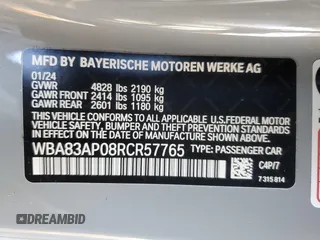 2024 BMW 4 Series M440i with VIN WBA83AP08RCR57765, listed as a Copart auction lot 82054114 with 4,137 mi miles and Salvage Title. Bid and sale history available at carsss.com. Image 12.