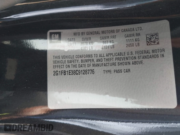 2012 Chevrolet Camaro 1LT with VIN 2G1FB1E38C9128776, listed as a IAAI auction lot 42498214 with 146,459 mi miles and . Bid and sale history available at DreamBid. Image 9.