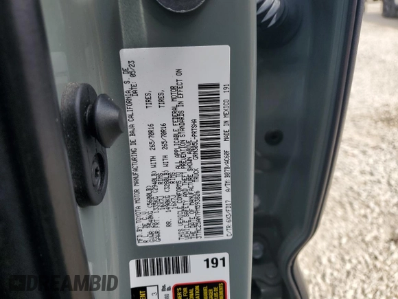 2023 Toyota Tacoma SR z VIN 3TMCZ5AN7PM593826, wystawiony jako Copart lot #50483285 z przebiegiem 14 957 mil mil oraz Szkoda całkowita • Salvage title. Historia ofert i sprzedaży dostępna na DreamBid. Obrazek 12.