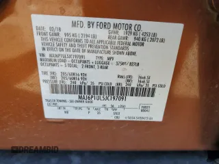 2018 Ford EcoSport SE z VIN MAJ6P1UL5JC197091, wystawiony jako Copart lot #56600885 z przebiegiem 38 959 mil mil oraz Szkoda całkowita • Salvage title. Historia ofert i sprzedaży dostępna na DreamBid. Obrazek 12.
