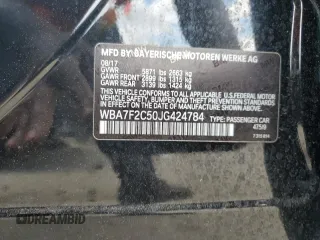 2018 BMW 7 Series ALPINA B7 xDrive with VIN WBA7F2C50JG424784, listed as a Copart auction lot 54923994 with 66,370 mi miles and Salvage Title. Bid and sale history available at carsss.com. Image 12.