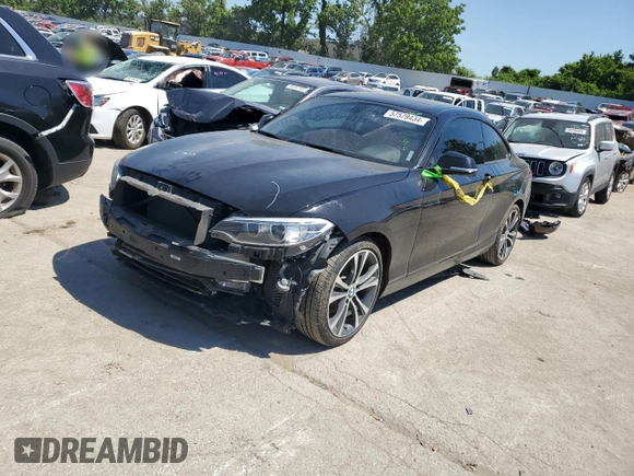 2014 BMW 2 Series 228i with VIN WBA1F5C58EV256093, listed as a Copart auction lot 57579434 with 74,596 mi miles and Salvage title. Bid and sale history available at DreamBid. Image 1.