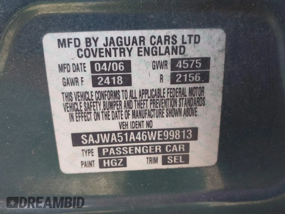 2006 Jaguar X-Type with VIN SAJWA51A46WE99813, listed as a IAAI auction lot 42011197 with 215,839 mi miles and . Bid and sale history available at DreamBid. Image 9.