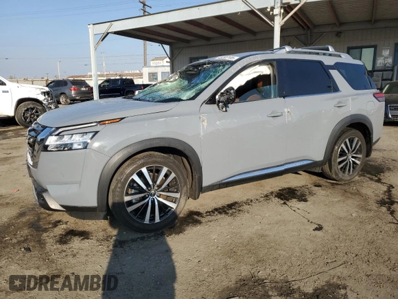 2023 Nissan Pathfinder Platinum with VIN 5N1DR3DG7PC200653, listed as a Copart auction lot 43285105 with 17,007 mi miles and Salvage title. Bid and sale history available at DreamBid. Image 1.