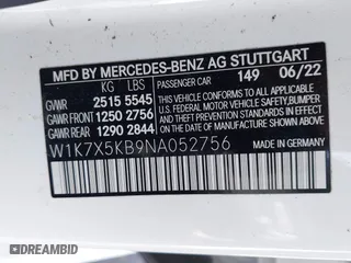 2022 Mercedes-Benz AMG GT with VIN W1K7X5KB9NA052756, listed as a IAAI auction lot 41592971 with 21,418 mi miles. Bid and sale history available at carsss.com. Image 9.