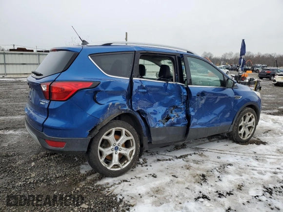 2019 Ford Escape Titanium with VIN 1FMCU9J96KUA01289, listed as a Copart auction lot 44680995 with 93,000 mi miles and Salvage Title. Bid and sale history available at carsss.com. Image 3.