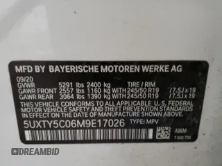 2021 BMW X3 xDrive30i with VIN 5UXTY5C06M9E17026, listed as a Copart auction lot 46470565 with 34,166 mi miles and Salvage Title. Bid and sale history available at DreamBid. Image 13.