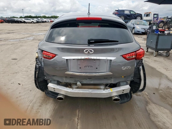 2017 Infiniti QX70 z VIN JN8CS1MU7HM141618, wystawiony jako Copart lot #59794075 z przebiegiem 114 272 mil mil oraz Szkoda całkowita • Salvage title. Historia ofert i sprzedaży dostępna na DreamBid. Obrazek 6.