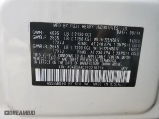 2015 Subaru Outback 2.5i with VIN 4S4BSAAC1F3216234, listed as a Copart auction lot 51432185 with 106,568 mi miles and Salvage Title. Bid and sale history available at carsss.com. Image 14.
