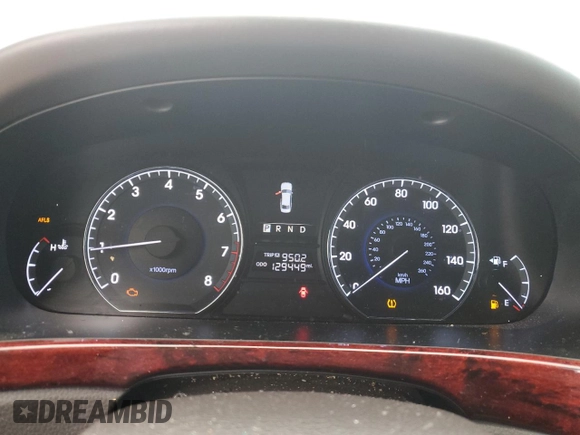 2013 Hyundai Equus Signature with VIN KMHGH4JH5DU064421, listed as a Copart auction lot 49272045 with 129,449 mi miles and Salvage Title. Bid and sale history available at DreamBid. Image 9.