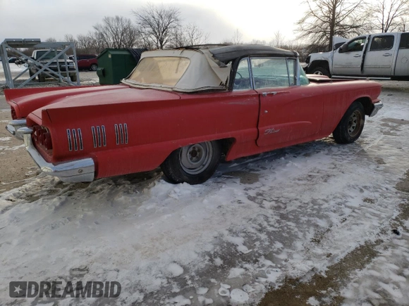 1960 Ford Thunderbird with VIN 0Y73Y100324, listed as a Copart auction lot 87233584 with 15,301 mi miles and Clean Title. Bid and sale history available at DreamBid. Image 3.